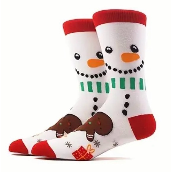 Christmas Socks - Unisex Crew Socks Featuring Smowman, NEW - Picture 3 of 7
